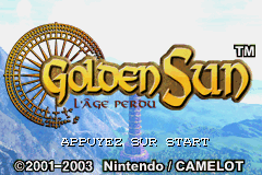 Golden Sun title screen for GameBoy Advance